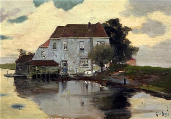 Adolphe Le Comte (Dutch, 1850-1921) Waterside house, 8.75 x 12.25in.